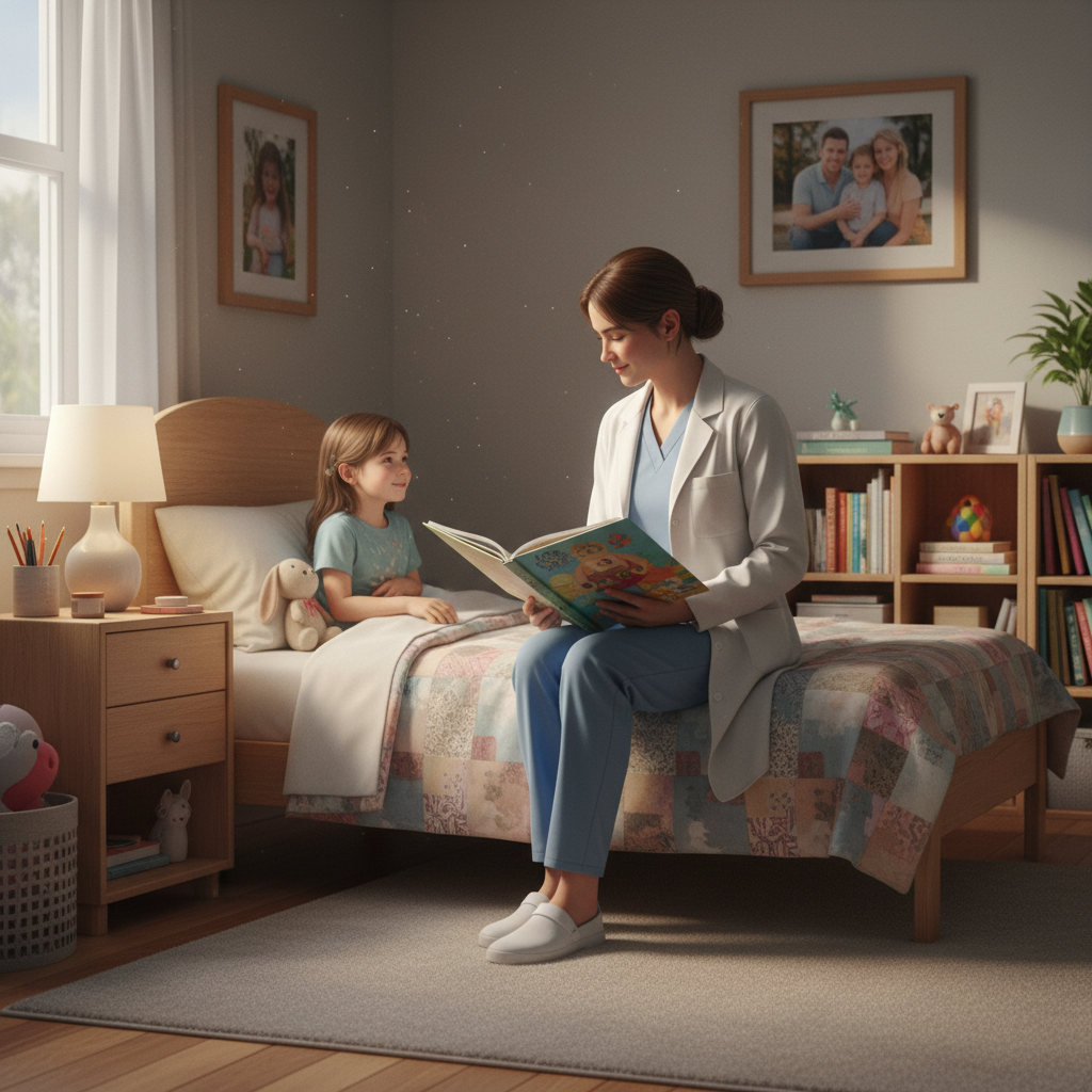 Child reading at home