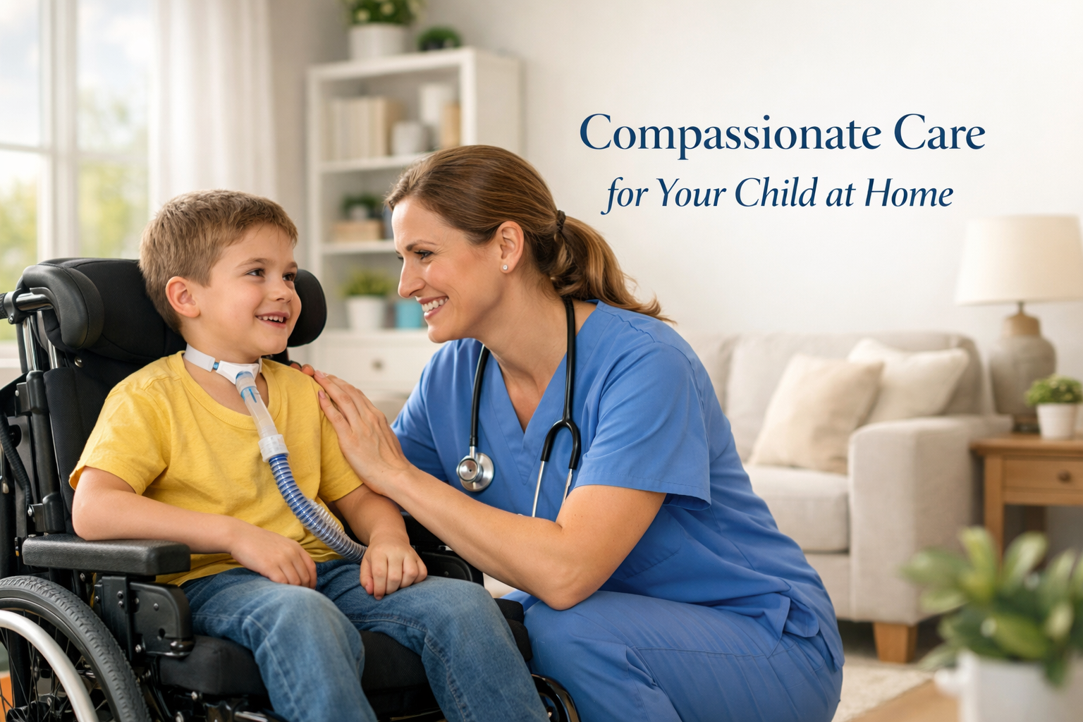 Nurse supporting a child at home