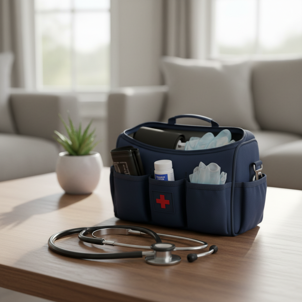 Nurse preparing medical equipment