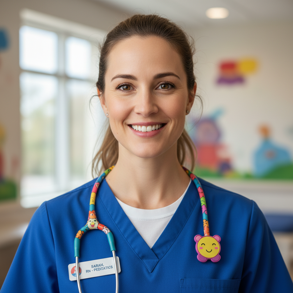 Smiling pediatric nurse